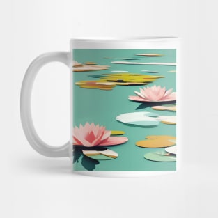 Pink Water Lily Collage Mug